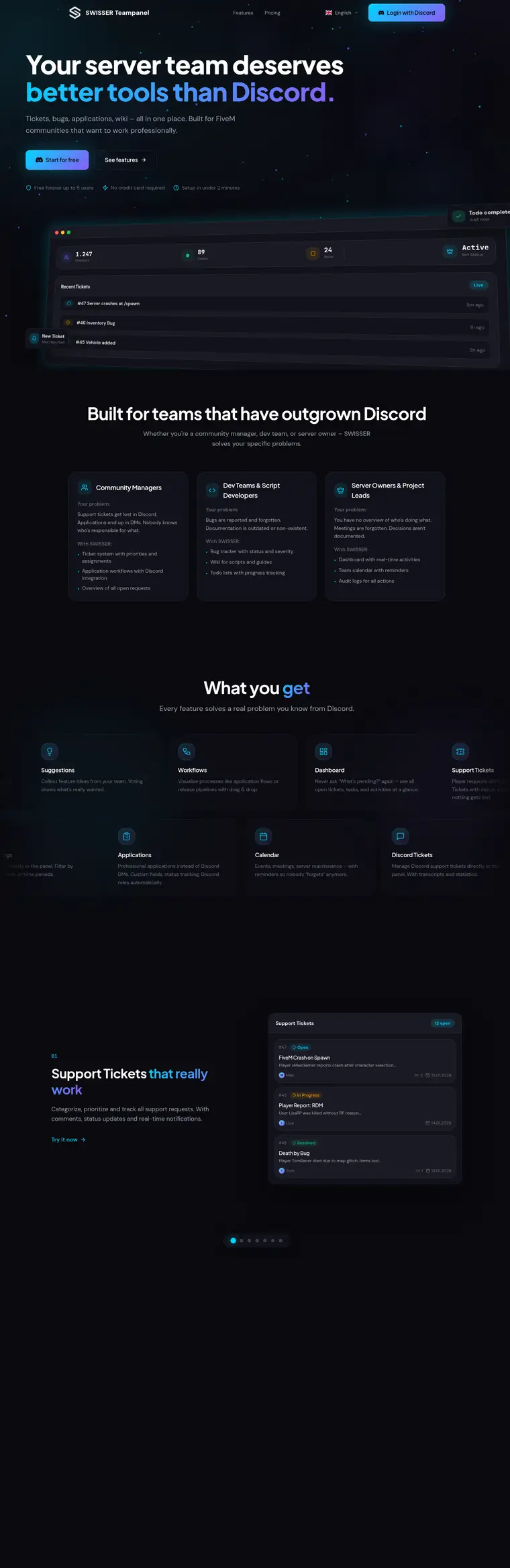 Teampanel — screenshot